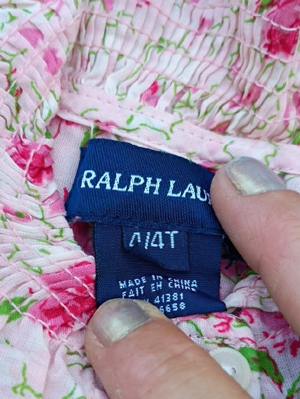 Ralph Lauren Pink Floral Smocked Top